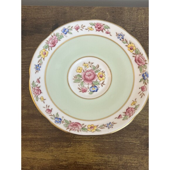 Vintage Floral Mint Green Adderley Bone China Cup and Saucer Cottagecore Classic - Picture 9 of 16